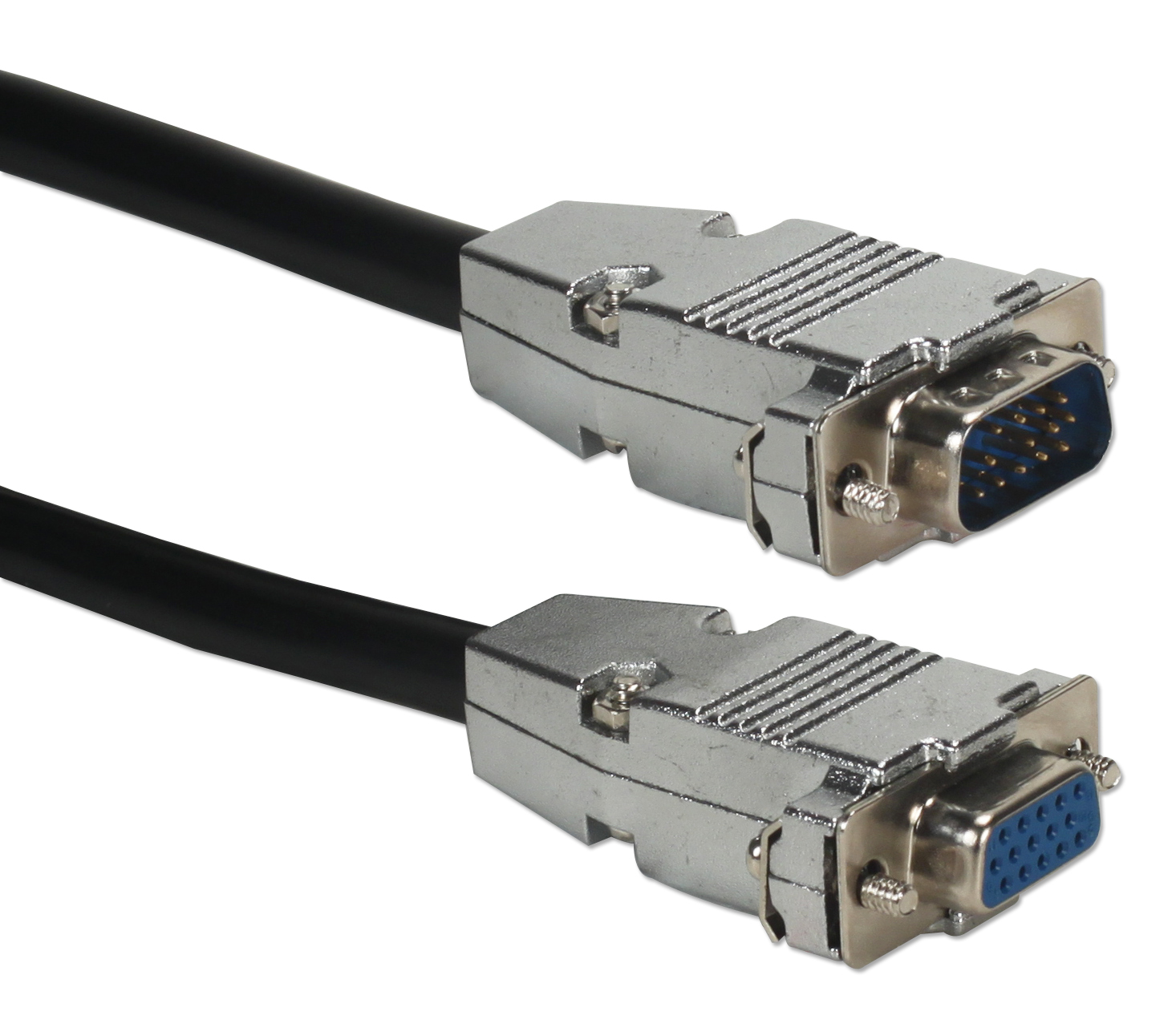 Premium VGA HD15 Male to Female Tri-Shield 10ft Extension Black Cable
