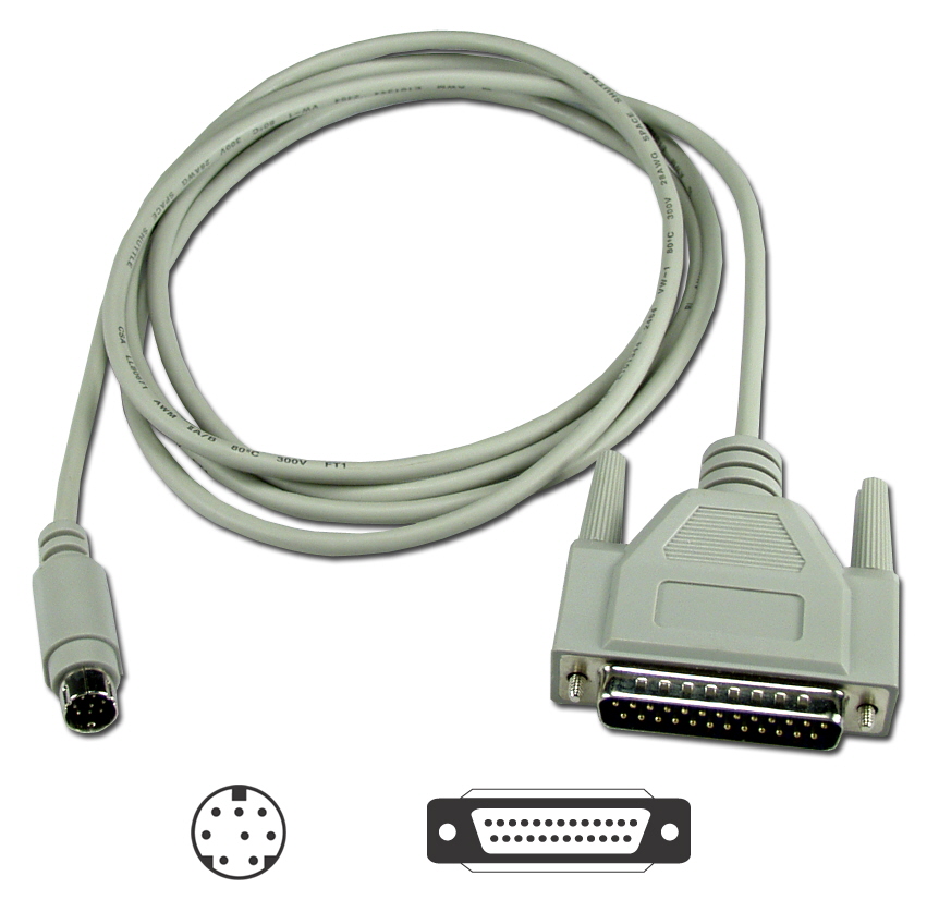 DIN-8 to DB25 Macintosh Serial Cable 6ft Gray Vintage Apple Printer Modem DIN8