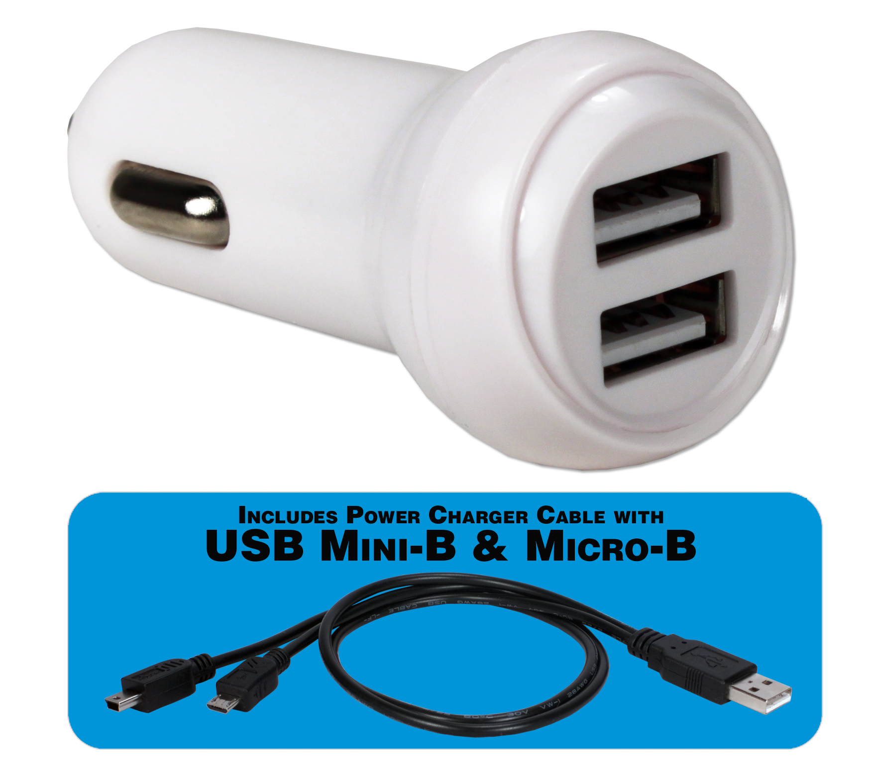 - 2-Port 2.4Amp USB Car Charger Kit for Smartphone/Tables/GPS MP3 Player