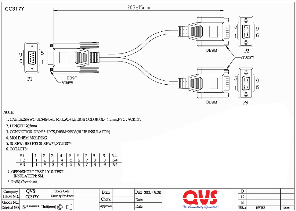 Cc317y 8 Inches Serial Db9 Female To Db9 Male And Male