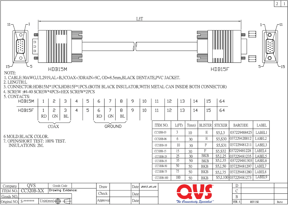 Cc320b 25 25ft Premium Vga Hd15 Male To Female Tri